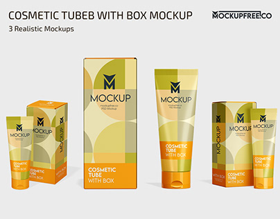 Cosmetic Tube With Box Mockup