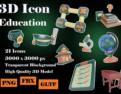 3D Icon of Education Set
