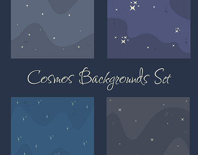 Trendy Vector Cosmic Blue Backgrounds Set With Stars