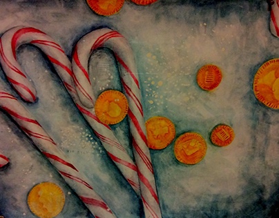 Watercolor Candy Canes