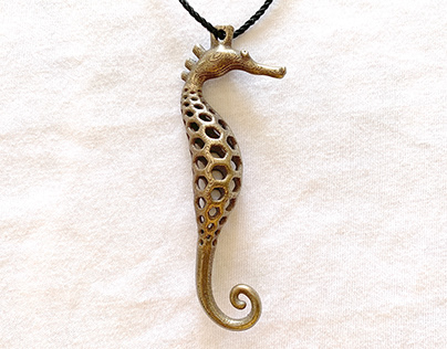 3D Printed Seahorse Necklace Pendant | Keychain