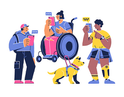 People Using Tech. Diversity illustration for Canva