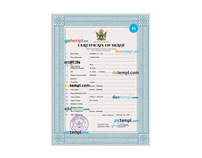 Zimbabwe death certificate PSD template