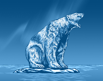 Lone polar bear illustration