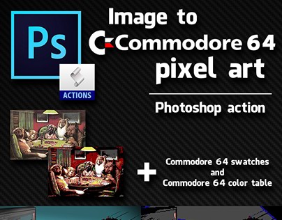 Image to Commodore 64 pixel art Photoshop action