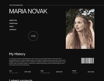 Novak | Photography Landing Page | Portfolio Website