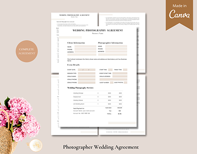 Photography Wedding Agreement template | Canva Edit