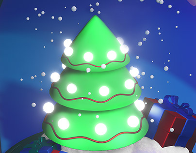 3d rendered Christmas snow globe with Christmas tree