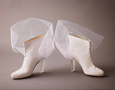 White Wedding Boots with Resin Cast Heels 