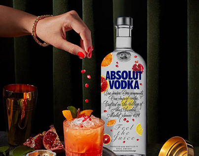 Absolut Vodka mockup with a touch of fruit