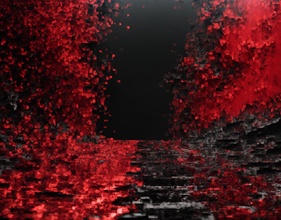 Glitched Red Matrix Background