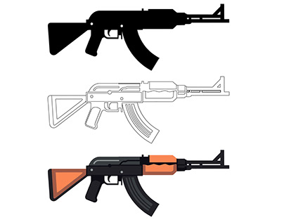 AK47 Machine gun black silhouette. Vector illustration