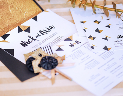 Black & Gold Editorial Wedding Stationery