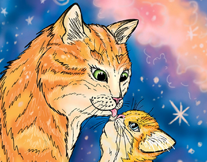 Иллюстрация к детской книге. " Волшебный котенок "