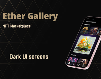 NFT marketplace, Dark UI screens