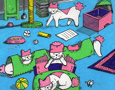 Cat MinaPompon, cat pink