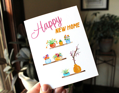 Happy New Home Watercolor Card