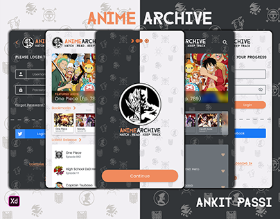 AnimeArchive - Adobe XD Mobile Application