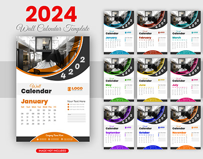 Modern design 2024 calendar template