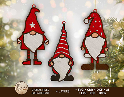 Christmas Gnomes Bundle, Multilayer Templates