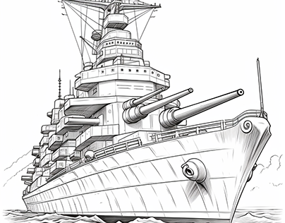 Battleship Coloring Book page