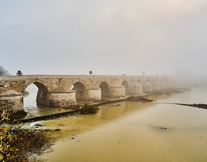 Old town of Cordoba/Spain in a foggy Winter.