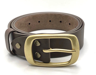 Leather belt with solid brass buckle “ZAMSHIO”