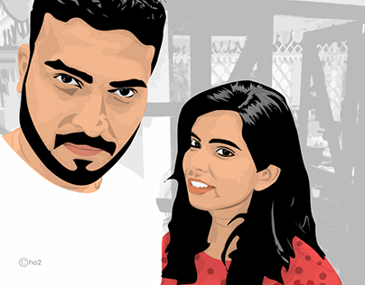 Vector Art in Photoshop #Cho2 #Brother&Sister #Selfie