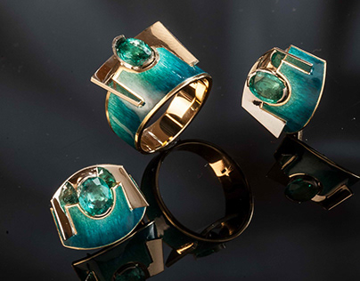 set with emeralds and enamel