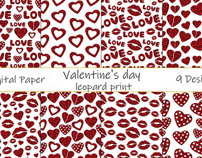 Valentine's day pattern. Leopard heart pattern