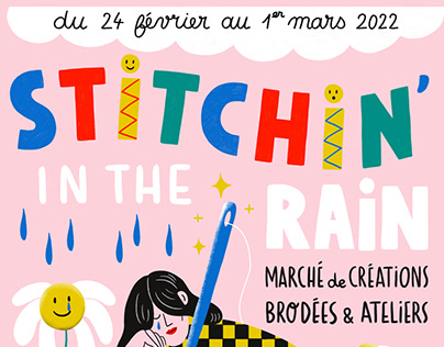 Stitchin' in the rain // event poster