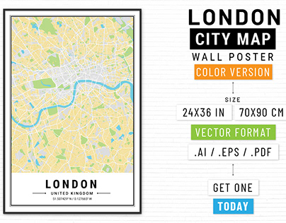 London City Map Wall Poster - Color Version