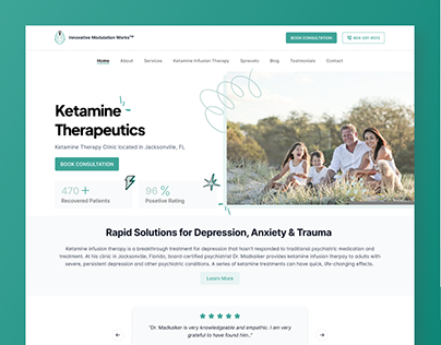 Home page redesign for "Ketamine Therapeutics website "