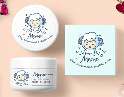 Package design of cosmetic «Meme» - clay carbonated bub