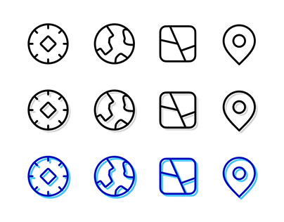 Map icons with shadow