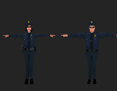 Police Man and female mobile optimized 3d character