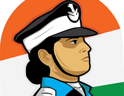 indian airforce female soldier illustration