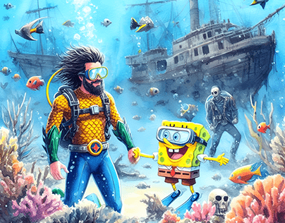 Aquaman and SpongeBob SquarePants visit a zombie ship