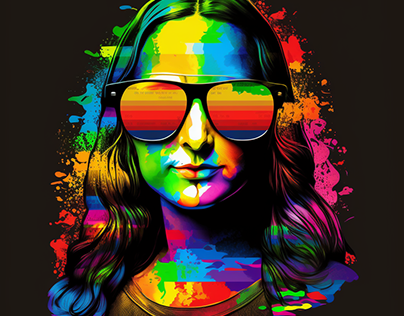 Colourful Mona Lisa with sunglasses