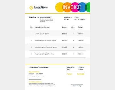 vector flat invoice template for hotel accommodation