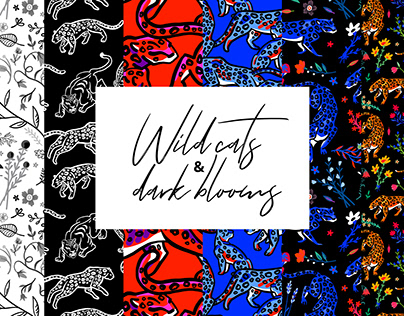 Wild cats & dark blooms pattern set