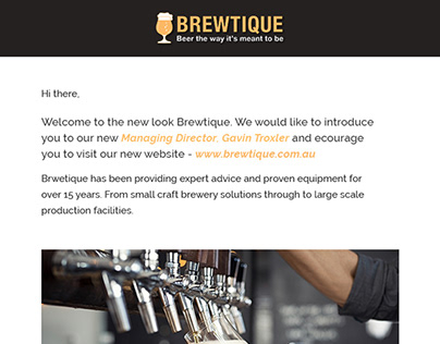 Introductory email design created for Brewtique