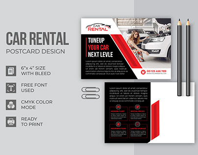 Car Rental Company Postcard Design