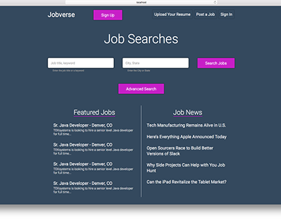Jobverse mock-up site