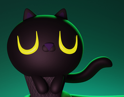 Scoopsie Black Cat, 3D Illustration