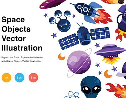 Space Objects Vector Illustration