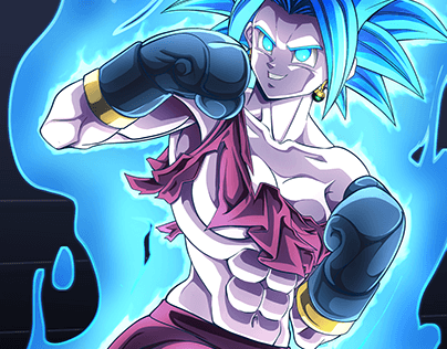 Fanart of Kefla from DBS with SSJ Blue Boxing