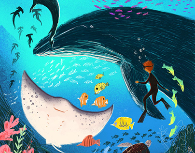 Ocean life illustration for children book