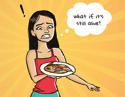 Bizarre food illustrations for Zomato India