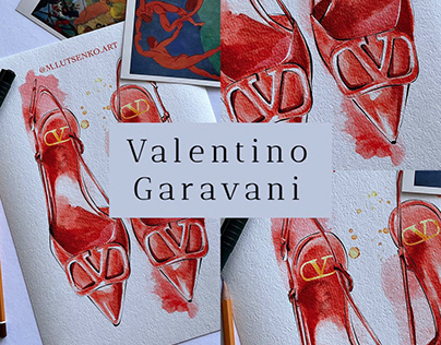 Fashion illustration | Valentino Garavani red shoes